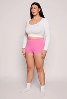 Womens Plus Size Seamless Boyshort Panty, Pink, Size 2X