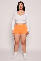 Womens Plus Size Seamless Boyshort Panty, Orange, Size 1X