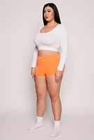 Womens Plus Size Seamless Boyshort Panty, Orange, Size 1X