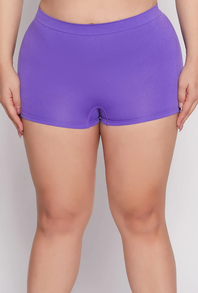Womens Plus Seamless Boyshort Panty, Purple,