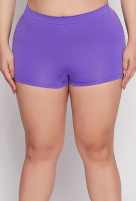 Womens Plus Seamless Boyshort Panty, Purple,