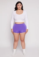 Womens Plus Seamless Boyshort Panty, Purple,