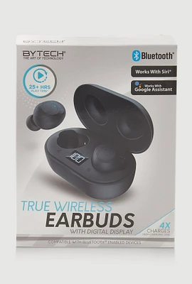 True Wireless Earbuds with Digital Display, Black