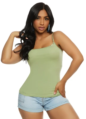 Womens Solid Scoop Neck Cami, Green, Size S