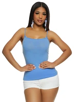Womens Solid Scoop Neck Cami, Blue, Size S