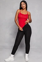 Womens Solid Scoop Neck Cami, Red, Size S