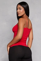Womens Solid Scoop Neck Cami, Red, Size S