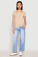 Womens Basic V Neck Short Sleeve Tee,