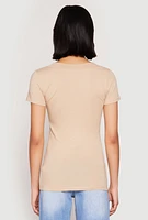 Womens Basic V Neck Short Sleeve Tee,