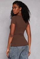 Womens Basic V Neck Short Sleeve Tee,