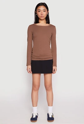 Womens Basic Crew Neck Long Sleeve Tee,