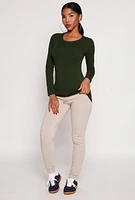 Womens Basic Crew Neck Long Sleeve Tee,