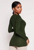Womens Basic Crew Neck Long Sleeve Tee,