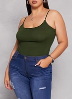 Womens Plus Size Solid Scoop Neck Cami, Green, Size 3X