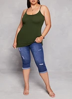 Womens Plus Size Solid Scoop Neck Cami, Green, Size 3X