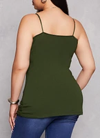 Womens Plus Size Solid Scoop Neck Cami, Green, Size 3X