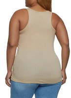 Womens Plus Ribbed Knit Racerback Tank Top,