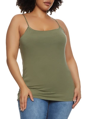 Womens Plus Basic Cotton Scoop Neck Cami,