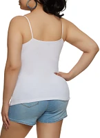 Womens Plus Basic Scoop Neck Cami, White,