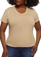 Womens Plus Basic Crew Neck T Shirt,