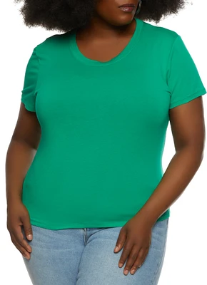 Womens Plus Basic Crew Neck T Shirt,