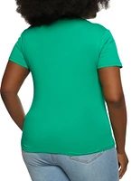 Womens Plus Size Basic Crew Neck T Shirt, Green, Size 1X