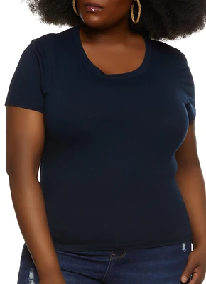 Womens Plus Basic Crew Neck T Shirt,