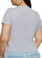 Womens Plus V Neck Basic Tee,