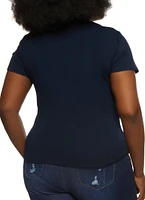 Womens Plus V Neck Basic Tee,