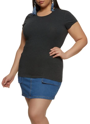 Womens Plus Basic Short Sleeve Crew Neck Tee,