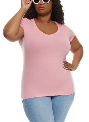 Womens Plus V Neck Tee,