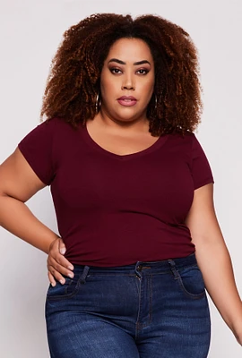Womens Plus V Neck Tee,