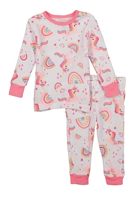 Baby Girls 12-24M Graphic Print Thermal Top and Pants Set, Multi,