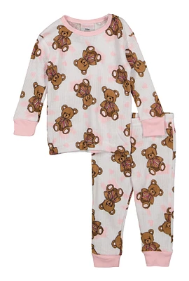 Baby Girls 12-24M Graphic Print Thermal Top and Pants Set, Multi,