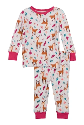 Baby Girls 12-24M Graphic Print Thermal Top and Pants Set, Multi,
