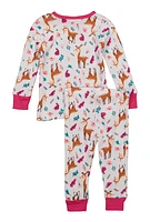 Baby Girls 12-24M Graphic Print Thermal Top and Pants Set, Multi,