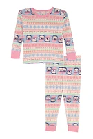 Toddler Girls Graphic Thermal Top and Pants Set, Multi,