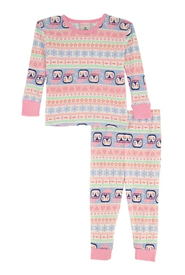 Toddler Girls Graphic Thermal Top and Pants Set,