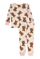 Toddler Girls Graphic Thermal Top and Pants Set, Multi,