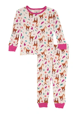 Toddler Girls Graphic Thermal Top and Pants Set,