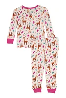 Toddler Girls Graphic Thermal Top and Pants Set, Multi,