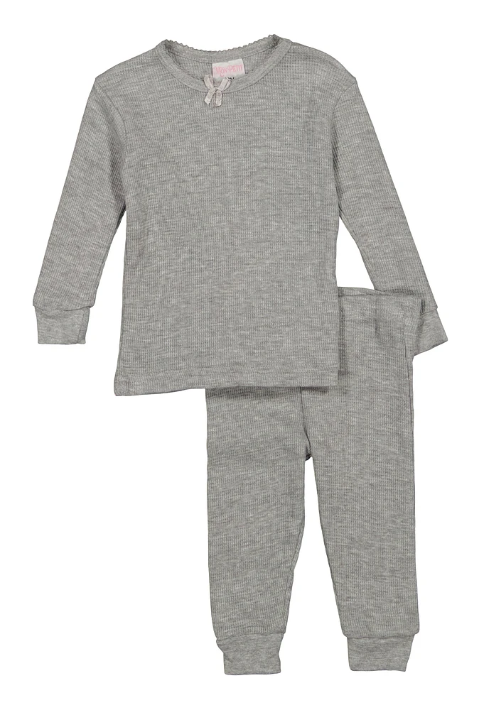 Womens Baby Girls 12-24M Thermal Top and Pants Set, Grey, Size 24M