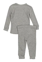 Womens Baby Girls 12-24M Thermal Top and Pants Set, Grey, Size 24M