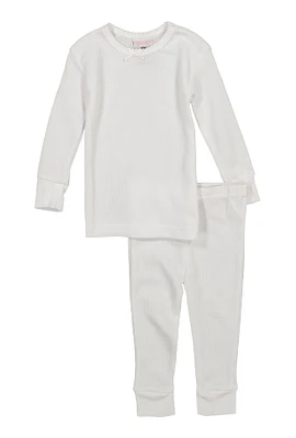 Womens Baby Girls 12-24M Thermal Top and Pants Set, White, Size 24M