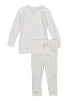 Womens Baby Girls 12-24M Thermal Top and Pants Set, White, Size 24M