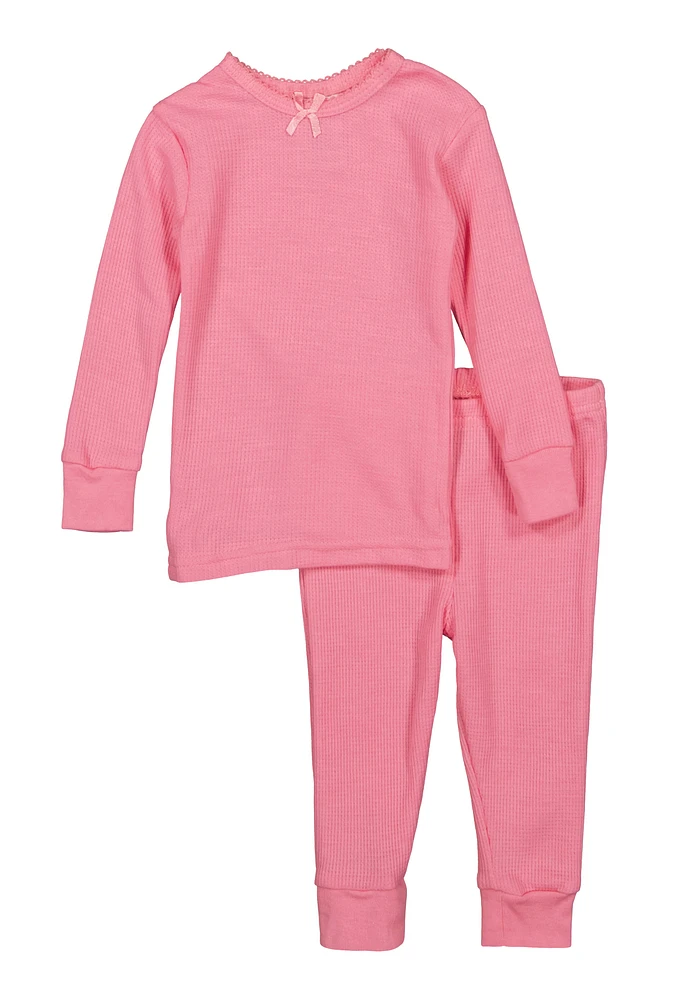 Womens Baby Girls 12-24M Thermal Top and Pants Set, Pink,