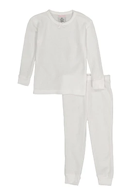 Toddler Girls Thermal Top and Pants Set, White, Size 4T