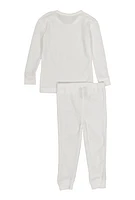 Toddler Girls Thermal Top and Pants Set, White, Size 4T