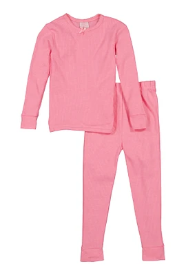 Womens Little Girls Thermal Top and Pants, Pink, Size 4