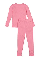 Womens Little Girls Thermal Top and Pants, Pink, Size 4